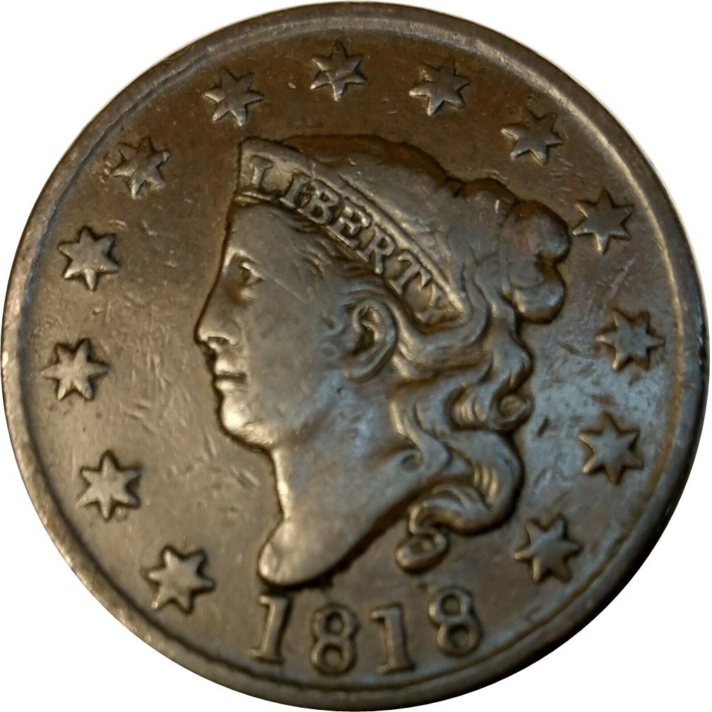 1818-Coronet-Large-Cent-#2---Newcomb-6---R1